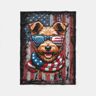 Welsh Terrier Hondenliefhebber Amerikaanse vlag 4 Fleece Deken