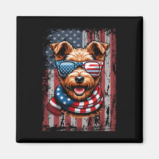 Welsh Terrier Hondenliefhebber Amerikaanse vlag 4  Magneet (Voorkant)