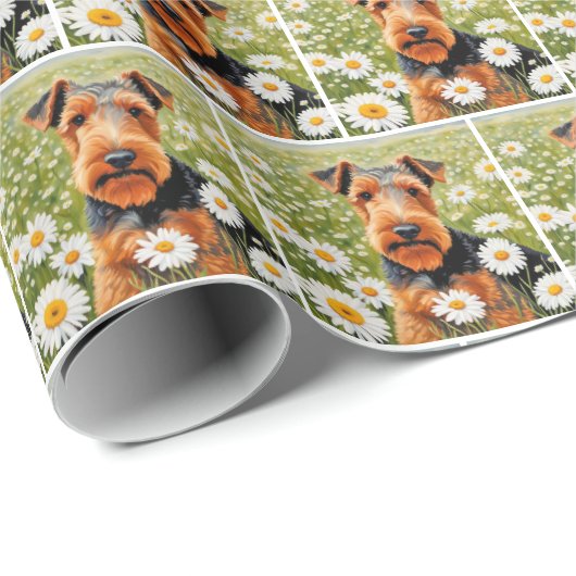 Welsh Terrier in Daisy Field Cadeaupapier (Rol Hoek)