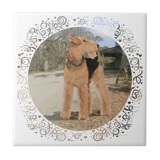 Welsh Terrier in de stal Tegeltje (Voorkant)