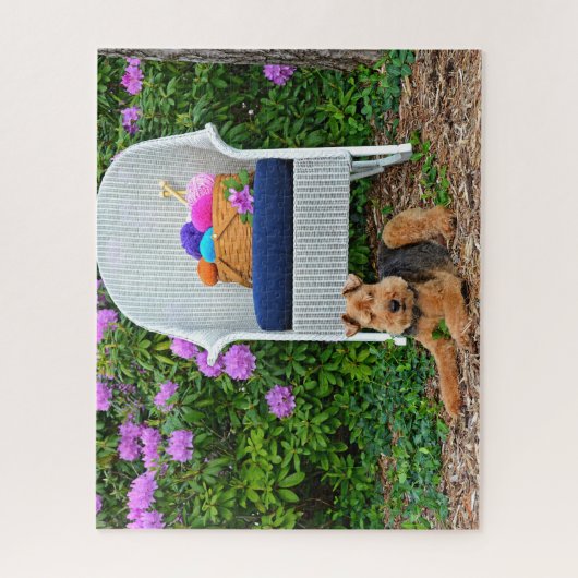 Welsh Terrier in de tuin Legpuzzel (Verticaal)