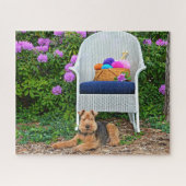 Welsh Terrier in de tuin Legpuzzel (Horizontaal)