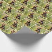 Welsh Terrier in Wildflower Field Cadeaupapier (Hoek)