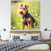 Welsh Terrier in Wildflower Meadow Canvas Afdruk (Insitu (Slaapkamer))