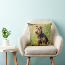 Welsh Terrier in Wildflower Meadow Kussen