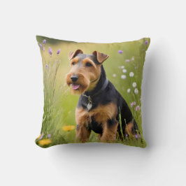Welsh Terrier in Wildflower Meadow Kussen