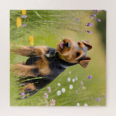 Welsh Terrier in Wildflower Meadow Legpuzzel (Horizontaal)
