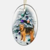 Welsh Terrier kerstcadeautjes Keramisch Ornament (Links)