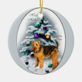 Welsh Terrier kerstcadeautjes Keramisch Ornament (Voorkant)