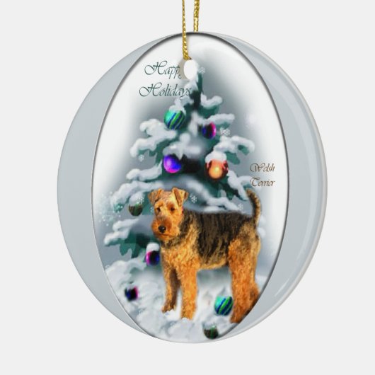 Welsh Terrier kerstcadeautjes Keramisch Ornament (Links)