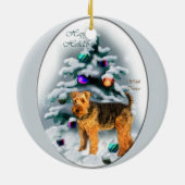 Welsh Terrier kerstcadeautjes Keramisch Ornament (Achterkant)