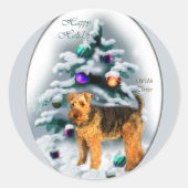 Welsh Terrier kerstcadeautjes Ronde Sticker (Voorkant)