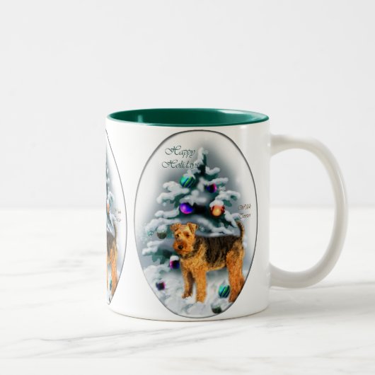Welsh Terrier kerstcadeautjes Tweekleurige Koffiemok (Rechts)