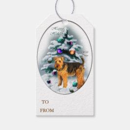 Welsh Terrier Kerstmis Cadeaulabel
