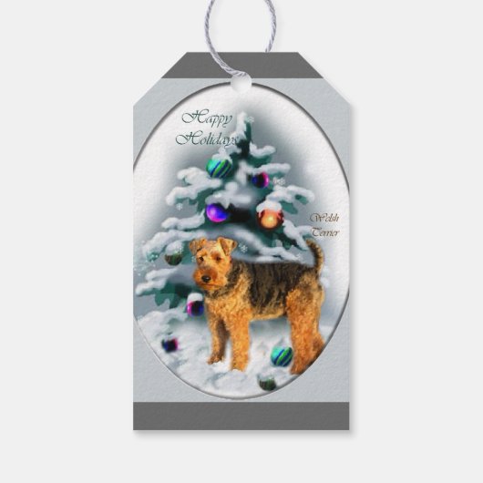 Welsh Terrier Kerstmis Cadeaulabel (Achterkant)