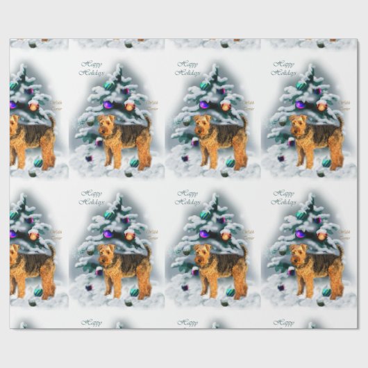 Welsh Terrier Kerstmis Cadeaupapier (Vlak)