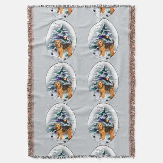 Welsh Terrier Kerstmis Deken (Voorkant Verticaal)