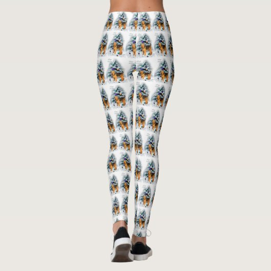 Welsh Terrier Kerstmis Leggings (Achterkant)