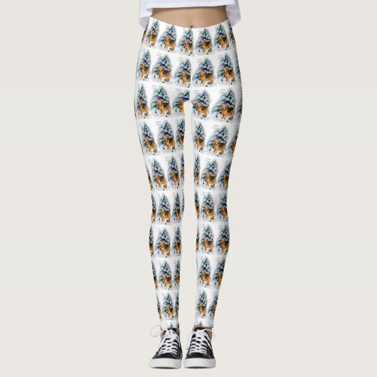 Welsh Terrier Kerstmis Leggings (Voorkant)