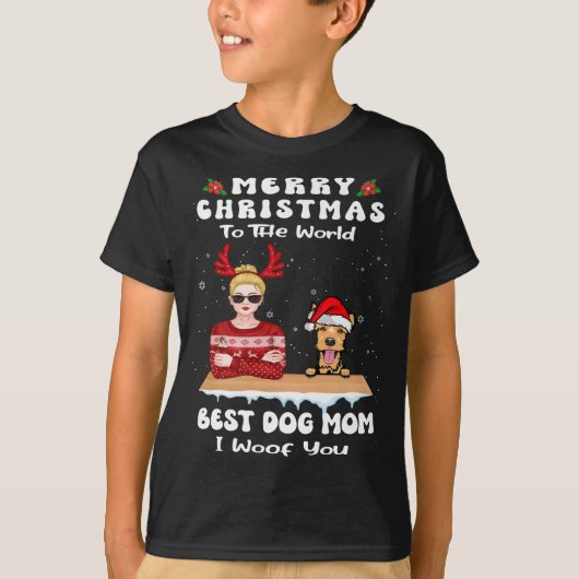 Welsh Terrier Kerstmis Naar De Wereld Beste Hond M T-shirt (Voorkant)