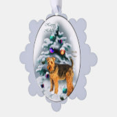 Welsh Terrier Kerstmis Ornament Kaart (Links)