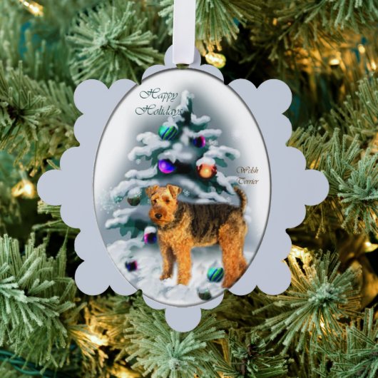 Welsh Terrier Kerstmis Ornament Kaart (Insitu (Drie))