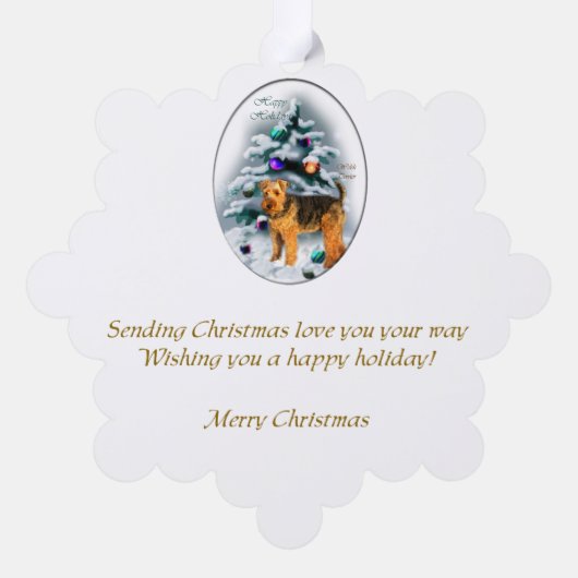 Welsh Terrier Kerstmis Ornament Kaart (Achterkant)