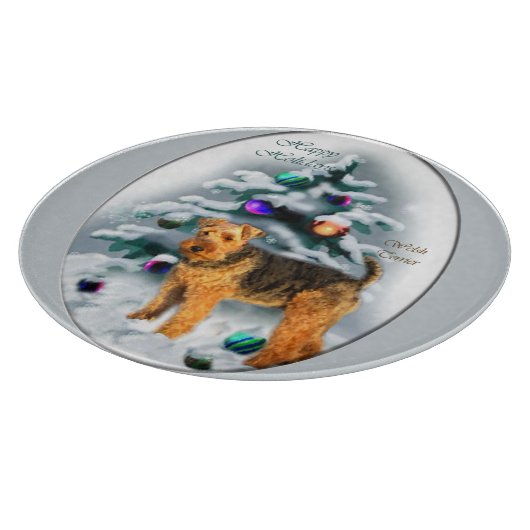 Welsh Terrier Kerstmis Snijplank (Hoek)