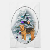 Welsh Terrier Kerstmis Theedoek (Verticaal)