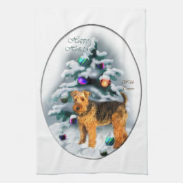 Welsh Terrier Kerstmis Theedoek