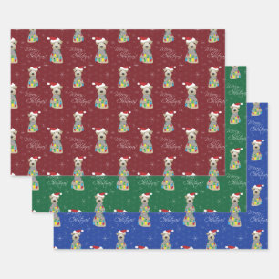 Welsh Terrier-kerstpagina's samengevoegde kleuren Inpakpapier Vel