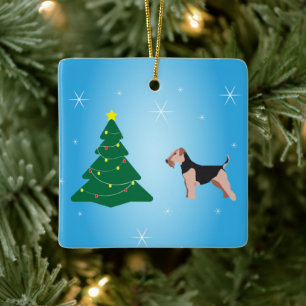 Welsh Terrier Kerstversier Keramisch Ornament