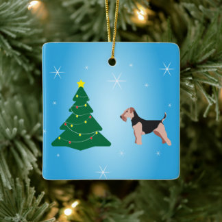 Welsh Terrier Kerstversier Keramisch Ornament