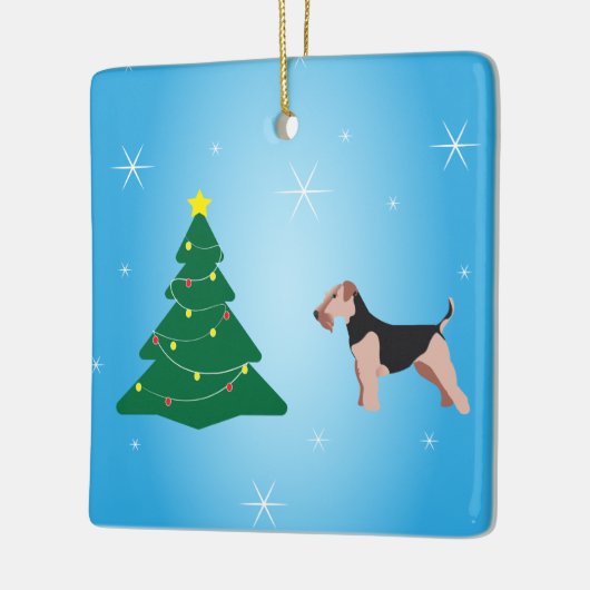 Welsh Terrier Kerstversier Keramisch Ornament (Links)