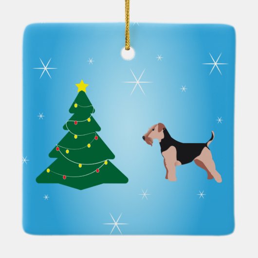 Welsh Terrier Kerstversier Keramisch Ornament (Achterkant)