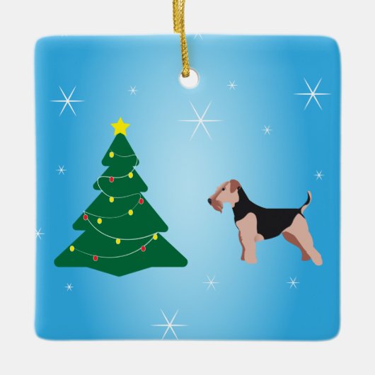 Welsh Terrier Kerstversier Keramisch Ornament (Voorkant)
