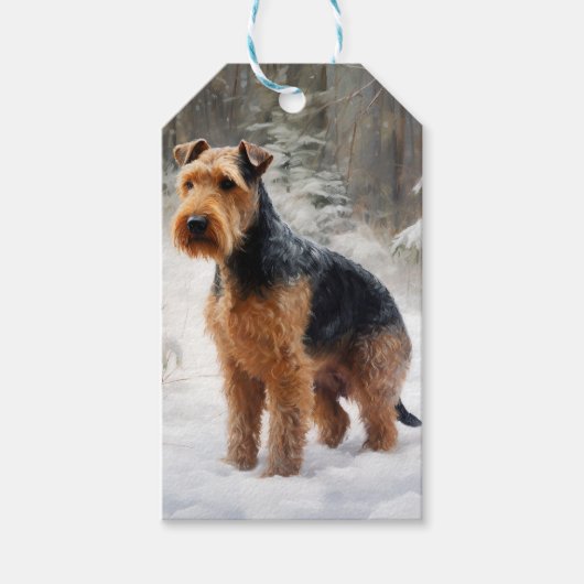 Welsh Terrier Laat het sneeuwen Kerstmis Cadeaulabel (Voorkant)