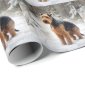 Welsh Terrier Laat het sneeuwen Kerstmis Cadeaupapier (Rol Hoek)
