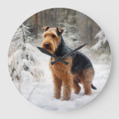 Welsh Terrier Laat het sneeuwen Kerstmis Grote Klok (Voorkant)