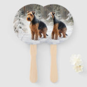 Welsh Terrier Laat het sneeuwen Kerstmis Handwaaier (Voorkant en achterkant)