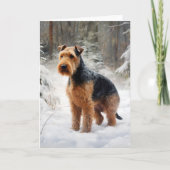 Welsh Terrier Laat het sneeuwen Kerstmis Kaart (Voorkant)