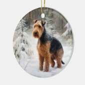 Welsh Terrier Laat het sneeuwen Kerstmis Keramisch Ornament (Links)