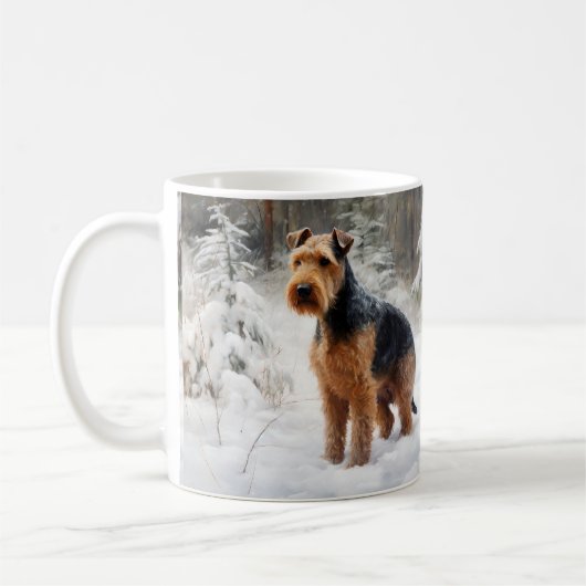 Welsh Terrier Laat het sneeuwen Kerstmis Koffiemok (Links)