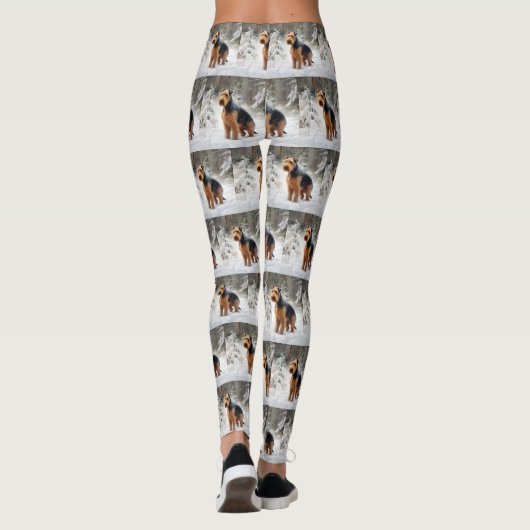 Welsh Terrier Laat het sneeuwen Kerstmis Leggings (Achterkant)