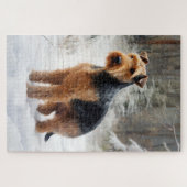 Welsh Terrier Laat het sneeuwen Kerstmis Legpuzzel (Horizontaal)