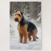 Welsh Terrier Laat het sneeuwen Kerstmis Legpuzzel (Verticaal)
