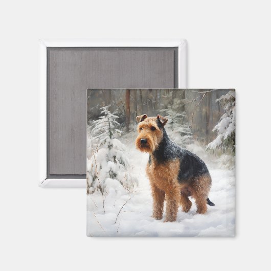 Welsh Terrier Laat het sneeuwen Kerstmis Magneet (Voorkant / Achterkant)
