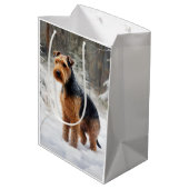 Welsh Terrier Laat het sneeuwen Kerstmis Medium Cadeauzakje (Achterkant Gekanteld)