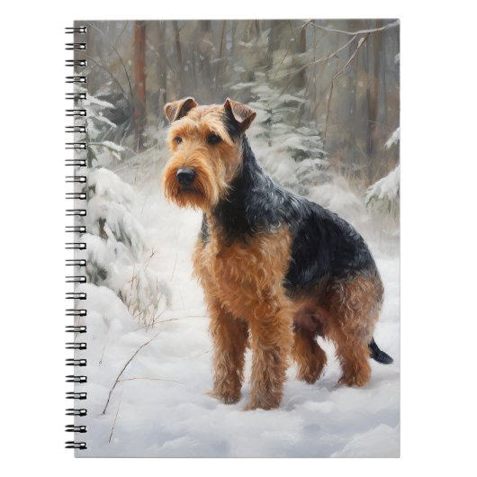 Welsh Terrier Laat het sneeuwen Kerstmis Notitieboek (Voorkant)