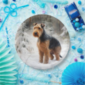 Welsh Terrier Laat het sneeuwen Kerstmis Papieren Bordje (Feest)